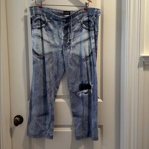 Joe Boxer soft lounge pants Faux Denim Jeans cotton button fly pockets men sz M